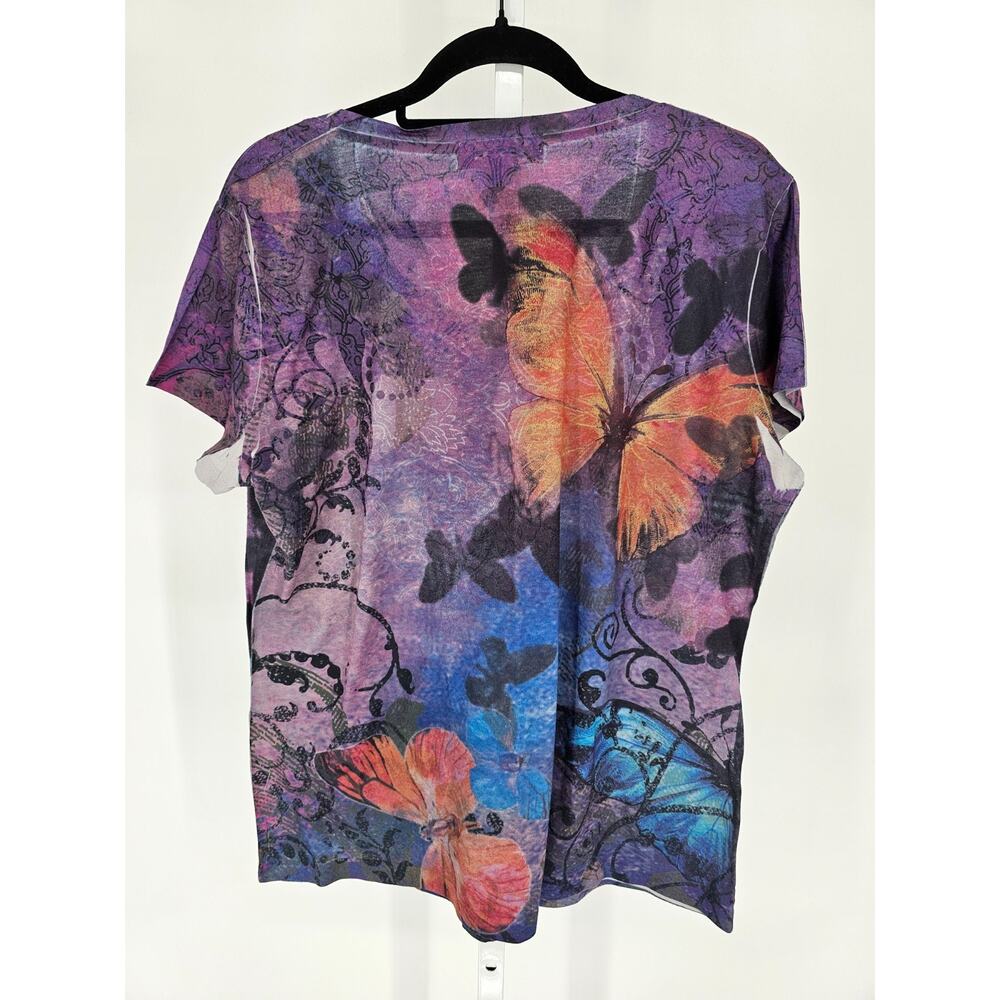 Y2K Appropriate Behavior Women Sz XL Short sleeve T Shirt Purple Butterfly - Picture 4 of 4